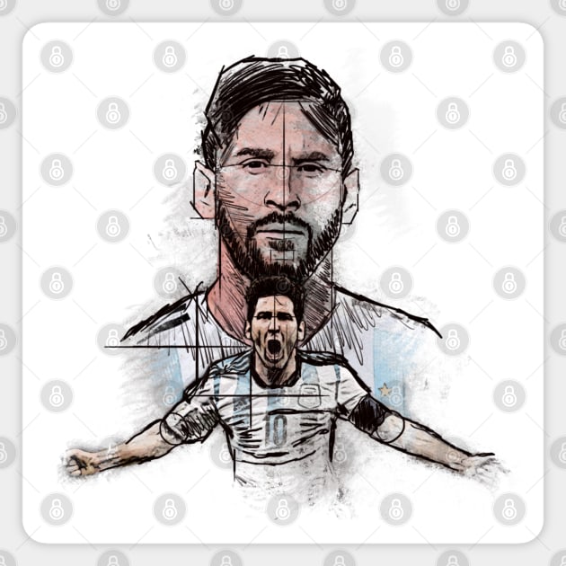 Messi On Sketch Art Sticker by pentaShop